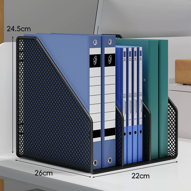 Metal Document Organizer Rack, Mesh File Storage Box, 2–6 Compartments, Black/White Options