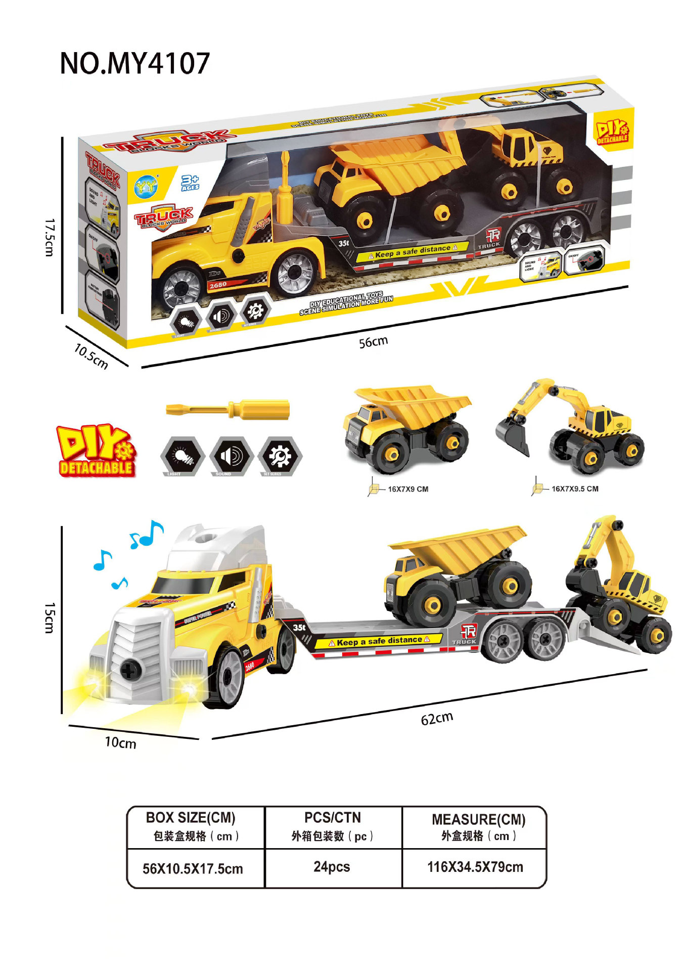 First-layer trailer flat scooter +2 engineering vehicles
