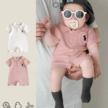 婴儿连体衣Polo衫衣服夏季洋气婴幼儿短袖哈衣薄款宝宝夏装爬服