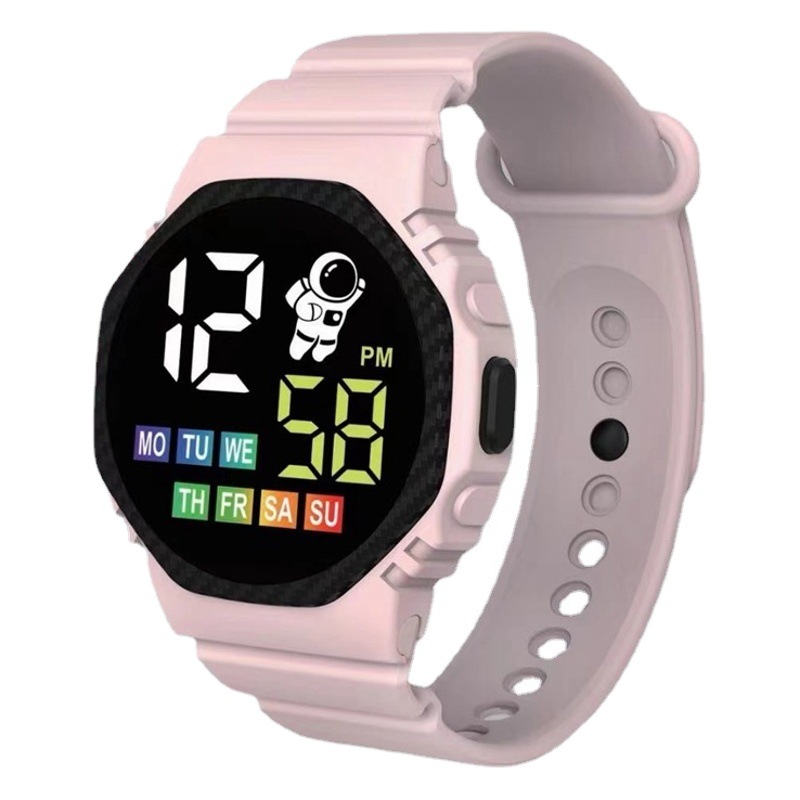 En stock nuevo C5-17 astronauta con semana ins Wind Net rojo de dibujos animados niños deportes LED reloj electrónico