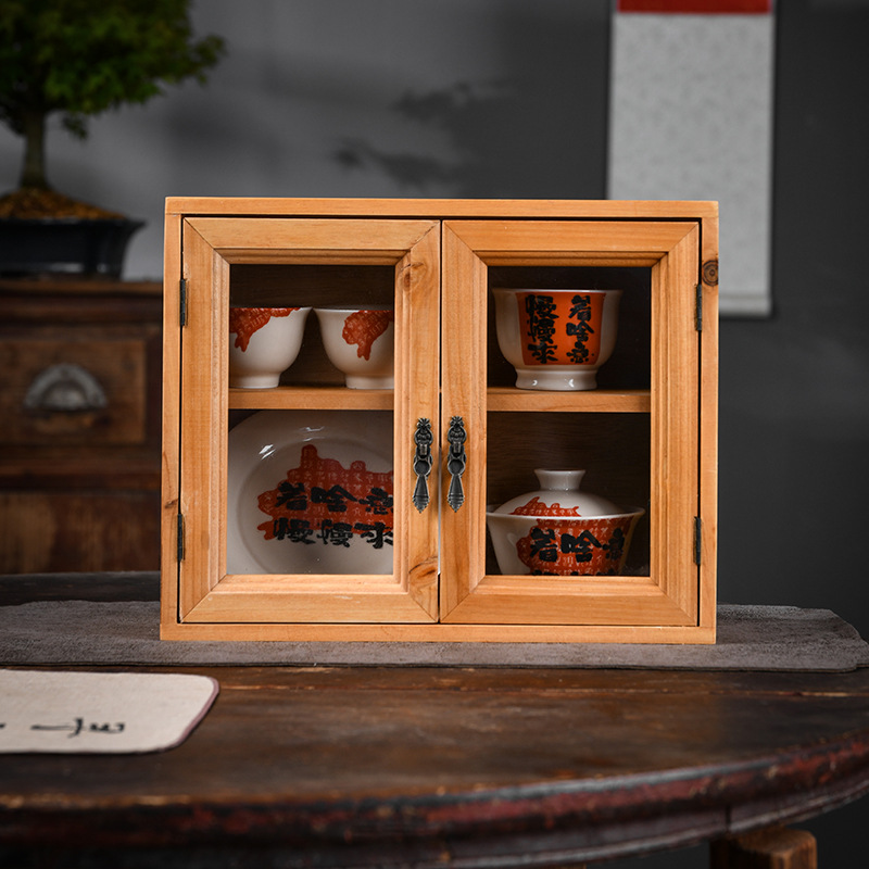 Home Tea Set Small Tea Cabinet Camping Tea Making Kit Hand-painted Tea Cup Host Cup Cultural Creative Gaiwan Retro Tea Drinking Cup