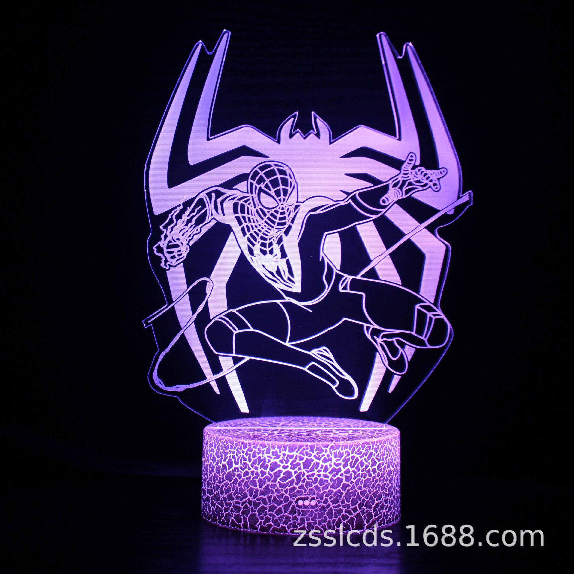 Cruz-frontera Spider-Man serie 3D noche luz creativa USB plug-in colorido noche luz al por mayor LED lámpara de mesa de regalo