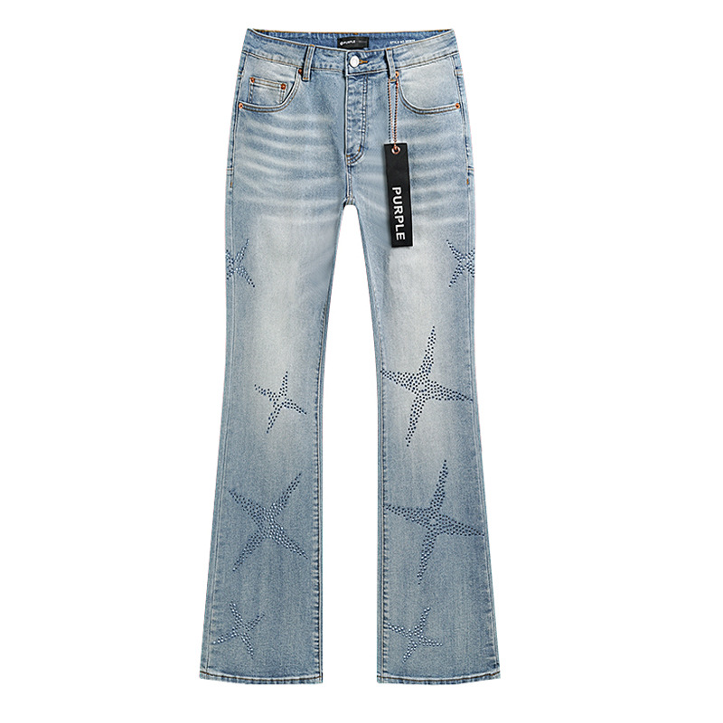 Comercio exterior transfronterizo mayorista purp1e estilo americano marca de alta calle agujero parche de tinta retrógrada lavado jeans pantalones cortos