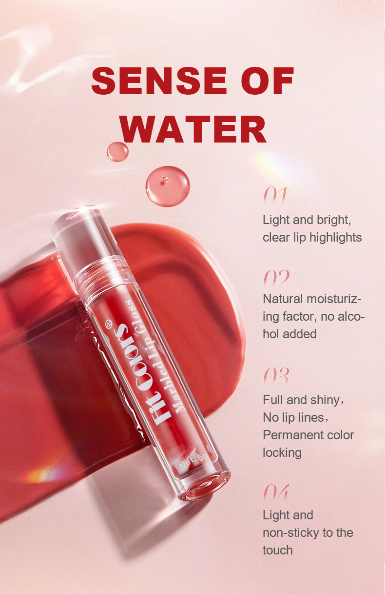 Fit Colors Marble Mirror Lip Gloss Water Essence Lip Mask Easy to Apply lip gloss Specification drawing