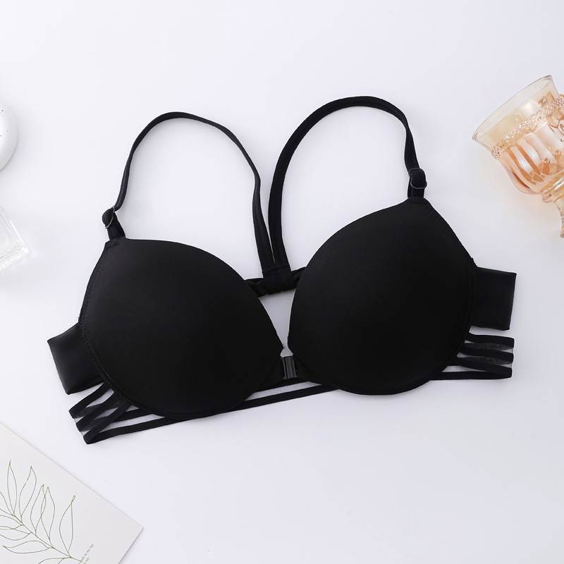 Verano nuevo sin anillo de acero frontal hebilla reunida sujetador sexy belleza de espalda ropa interior de moda de chicas sujetador de espalda abierta