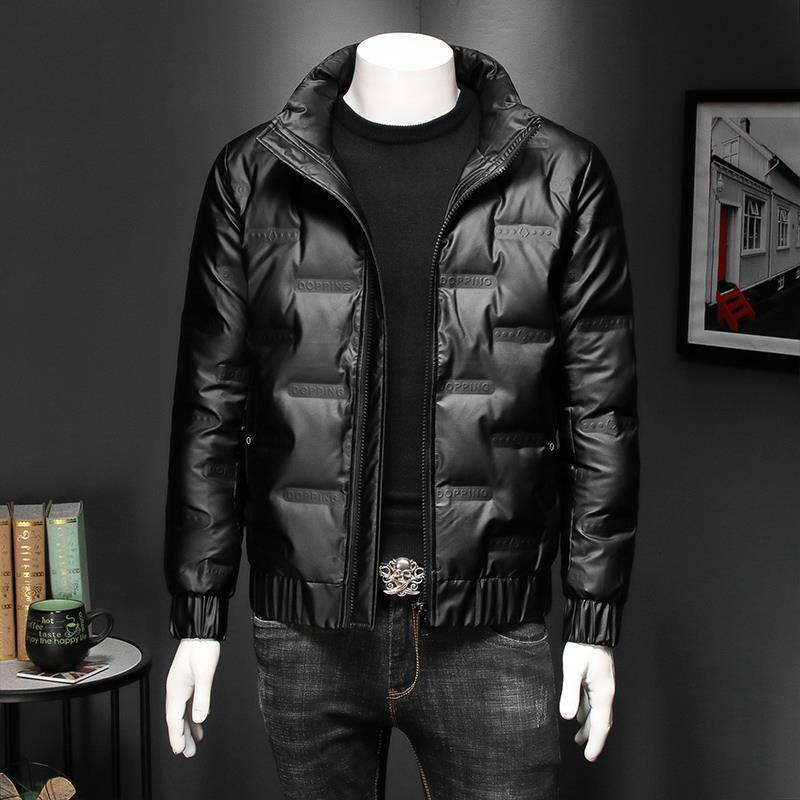 Invierno engrosada abajo de algodón-acolchado chaqueta de moda de los hombres collar brillante abajo chaqueta caliente Chaqueta corta