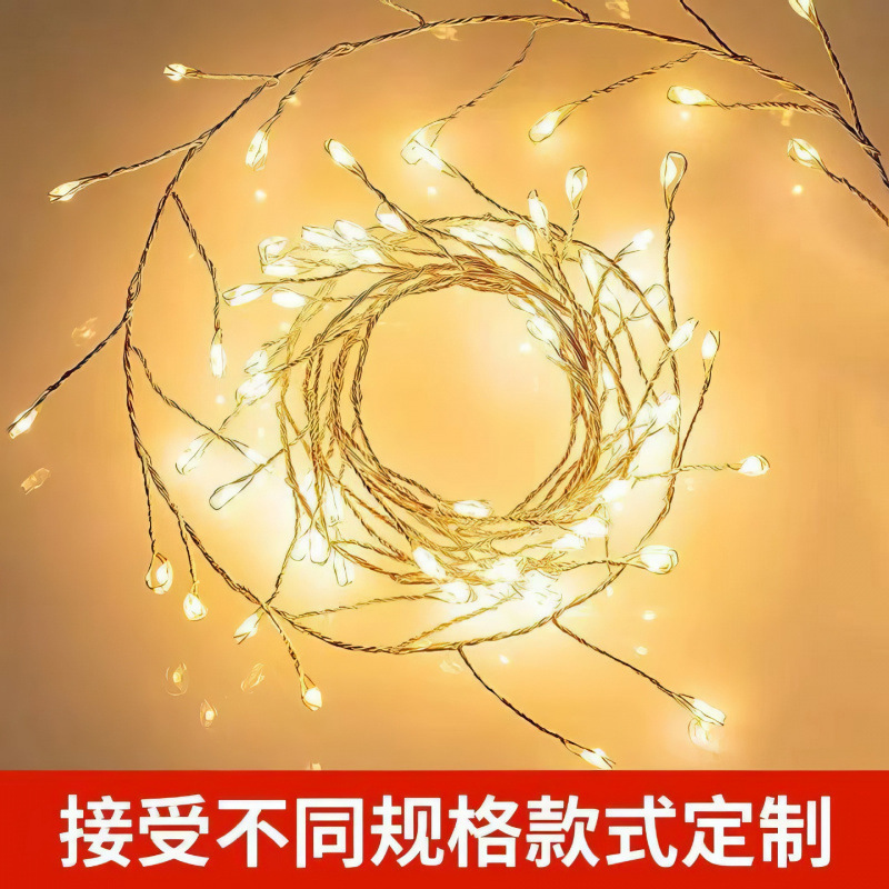 Nuevo árbol de Navidad transfronterizo lámpara de petardos luz de atmósfera de vacaciones led cadena de lámpara de alambre de cobre llena de estrellas de ciempiés pie de lámpara decorativa