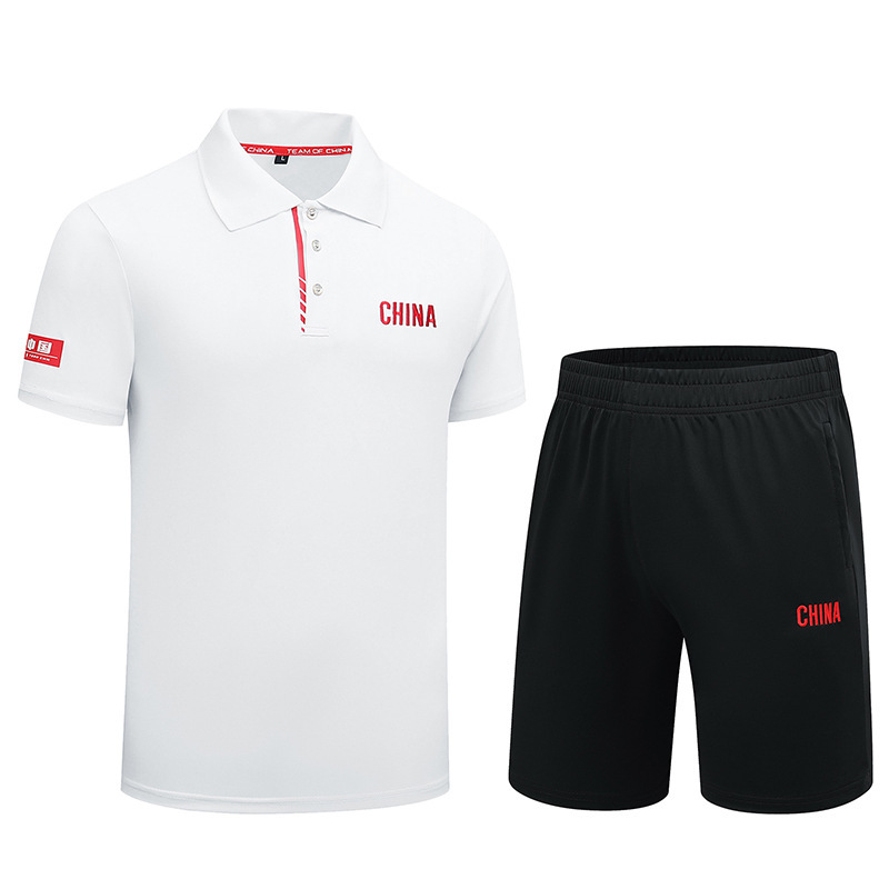 Summer short-sleeved shorts sports suit men's and women's polo shirt training martial arts sports coach national suit quick-dry Group suit