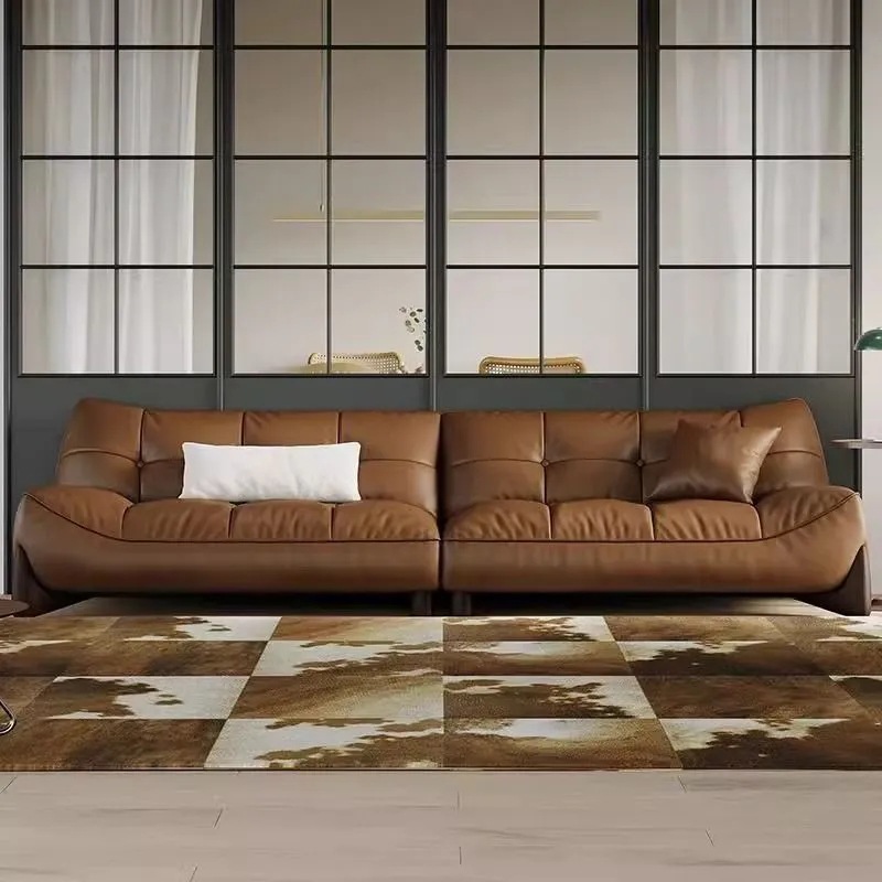 Sofá de cuero minimalista retro combinación sala de estar apartamento pequeño ocio sofá de tres personas moderno y simple suministro directo de fábrica
