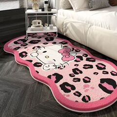 漫画のkitty猫はカシミヤの寝室のベッドの上のじゅうたんの大面積の涼しさをあけて滑り止めに耐えます。
