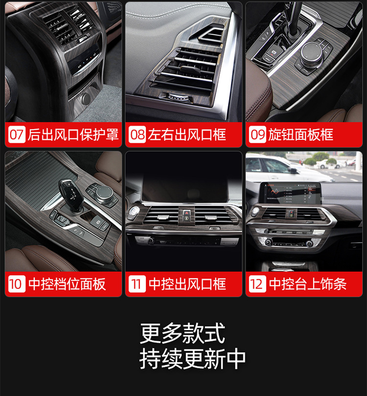 Suitable for BMW new X3/x4 car interior accessories iX3 peach wood grain modified central control gear panel decoration accessories
