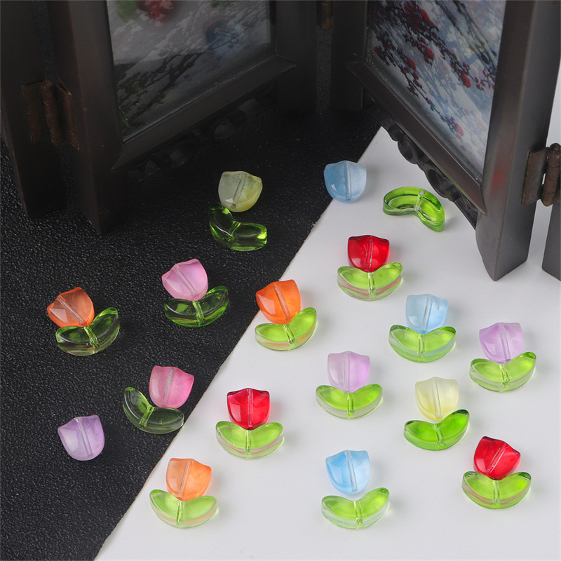 Less than 1mm Hole Size 10 Sets/Pack 7 * 14mm 9 * 9mm Less Than 1mm Glass Flower DIY Jewelry Accessories Beads