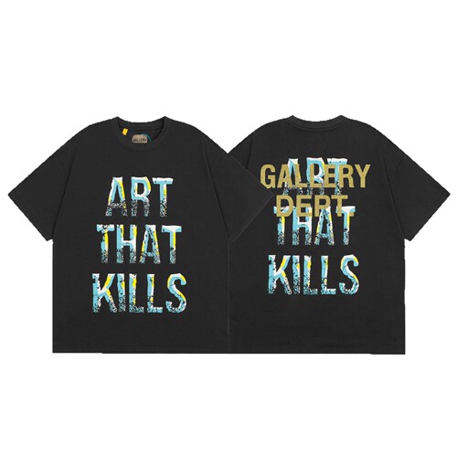 Cross-border supply source DEPT TIDE Ink Wash Small Label Letter Print Short Sleeve Casual Loose Color T-shirt Top Summer