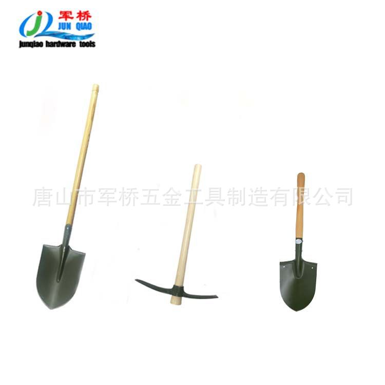 工厂直供多功能铲钢锹钢镐绿色多功能锹消防抗洪铁铲木柄铁锹铁镐
