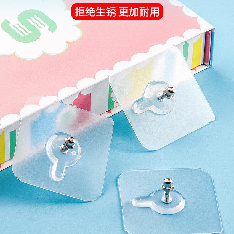 Traceless Adhesive Hooks for Kitchen and Bathroom, Suction Cup, Nail-Free Installation, Adhesive Screws, Storage Wall Hanging, No Drilling Required