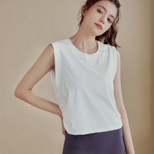 Loose sports vest women's short yoga wear cover-up underwear training quick-drying running summer and autumn fitness sleeveless top