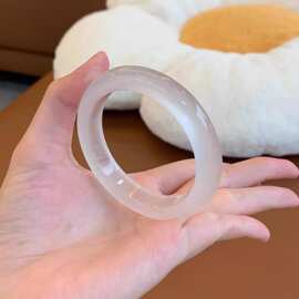 翡翠平替天然水沫玉宝石光手镯石英岩玉冰透玉镯扁条玉石镯子批发