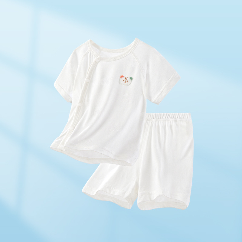 Traje de verano para bebés, niños y niñas, ropa fina de manga corta, pijamas para niños, ropa de verano para bebés dividida de dos piezas