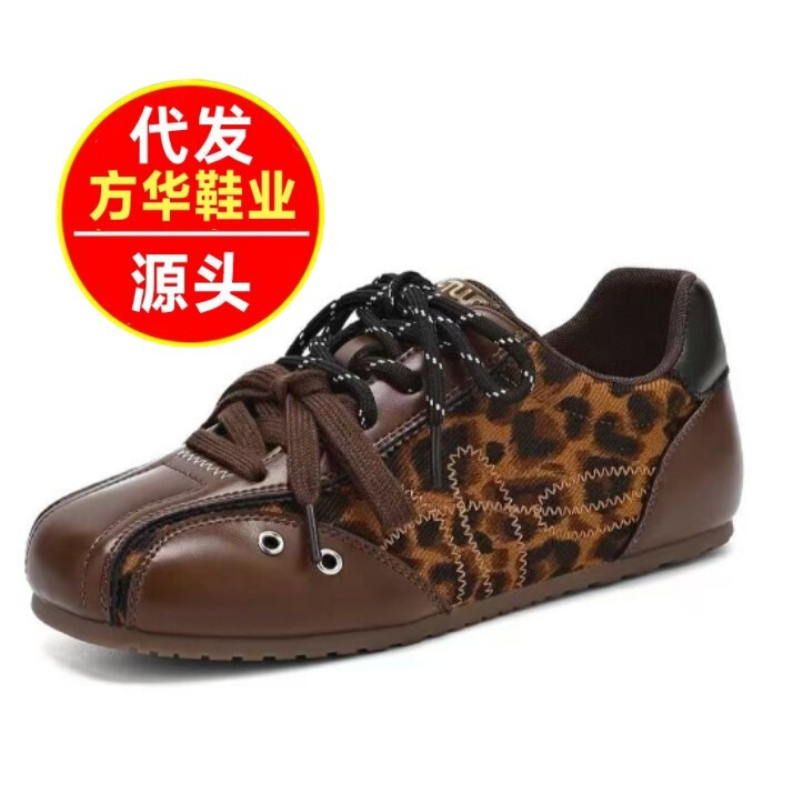 2026 Spring and Autumn New Dopamine Style Genuine Leather Women's Retro Color-Block Lace-Up Fashion Casual Sneakers 2026 Spring and Autumn New Dopamine Style Genuine Leather Women's Retro Color-Block Lace-Up Fashion Casual Sneakers
