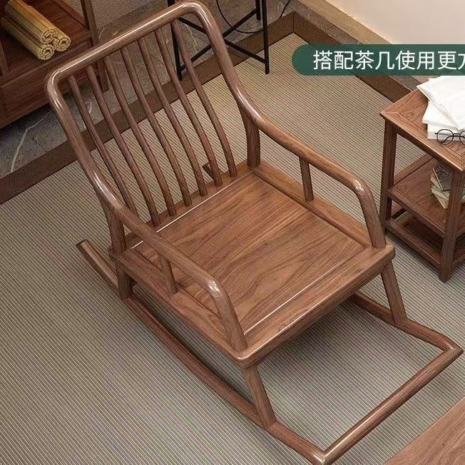 实木乌金木摇摇椅阳台中式家用午睡懒人休闲民宿客厅单人沙发躺椅|undefined