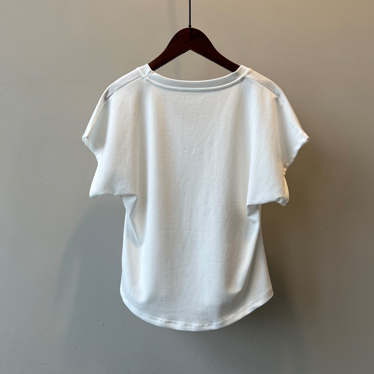 Three Dimensional Simple U Neck Short Sleeved T shirt for Women Summer Slimming Wide Sleeved Top 16 Three Dimensional Simple U Neck Short Sleeved T shirt for Women Summer Slimming Wide Sleeved Top
