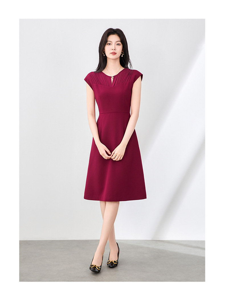 Đầm vest chữ A không tay phối voan mùa hè — Màu xanh da trời chi tiết 6