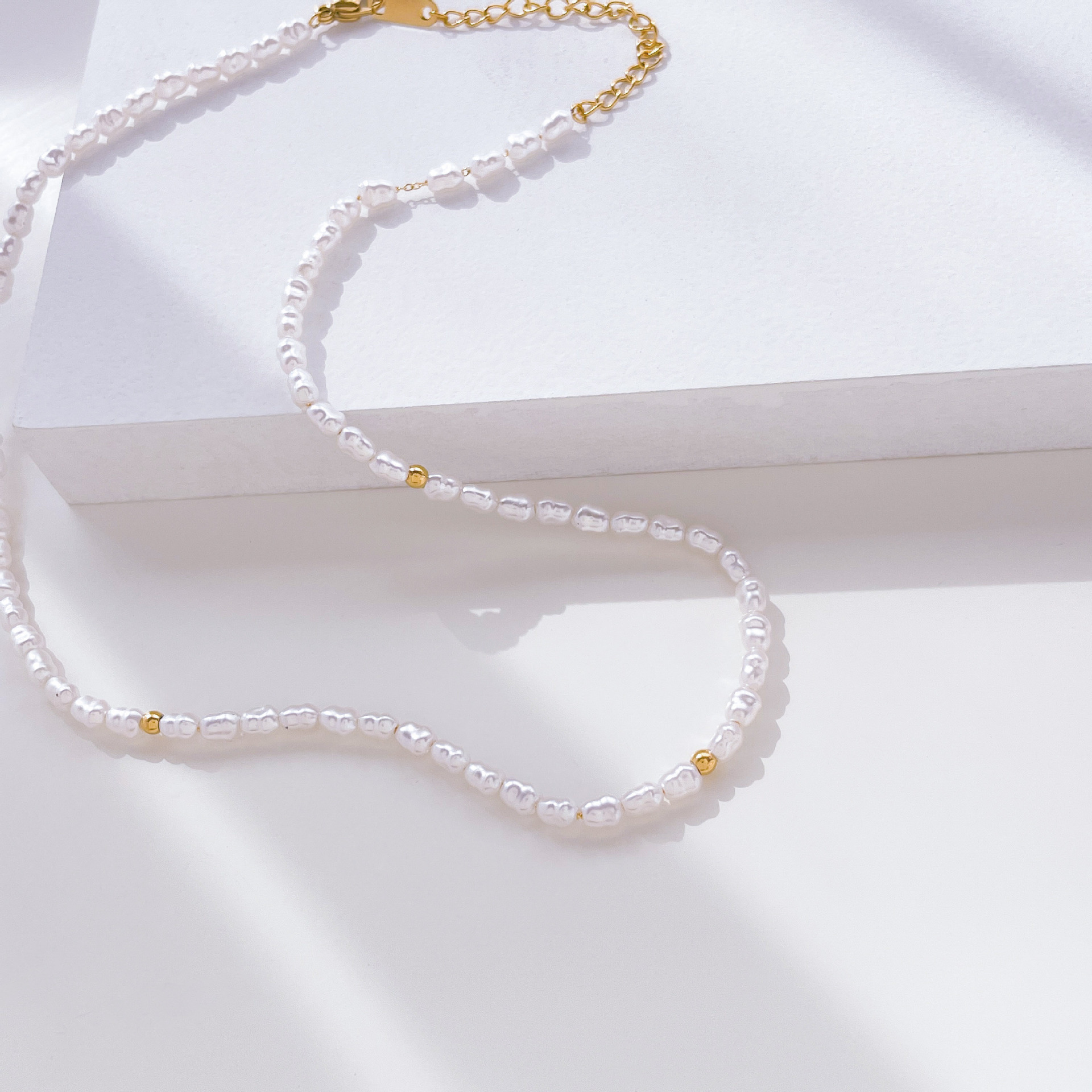 Elegant Geometrisch Süßwasserperle Titan Stahl Perlen Überzug Halskette display picture 5