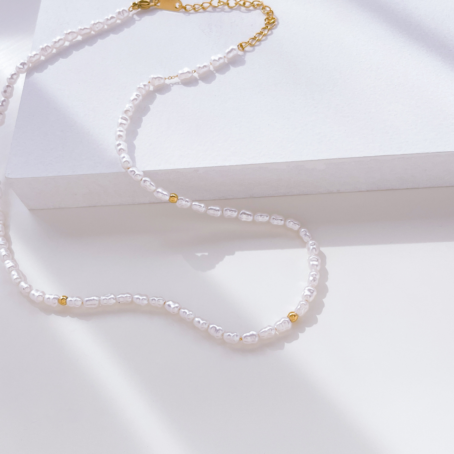 12g Weight Necklace Classification 1 Piece Quantity Banquet Occasion Freshwater Pearl, Titanium Steel Material Geometric Pattern Women's Gender Beaded, Plating Design Elegant Style Elegant Geometric Freshwater Pearl Titanium Steel Beaded Plating Necklace 4