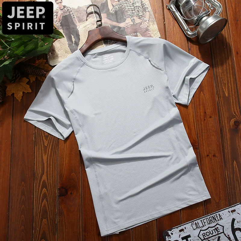 JEEP SPIRIT, летняя деловая Повседневная футболка с круглым вырезом и короткими рукавами, Мужская футболка больших размеров с короткими рукавами, топ 0886