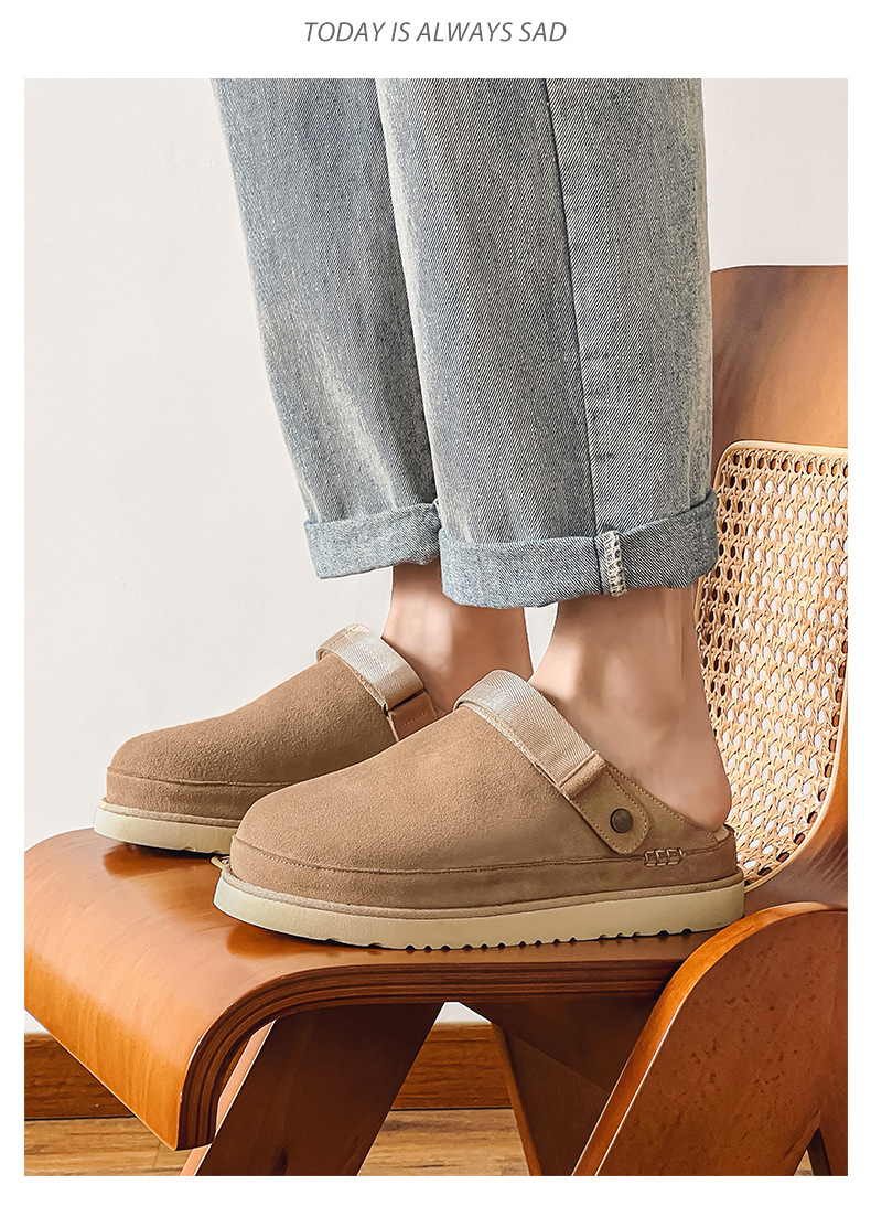 Dames halve slippers van echt leer ademend met dikke zool_voghion.com