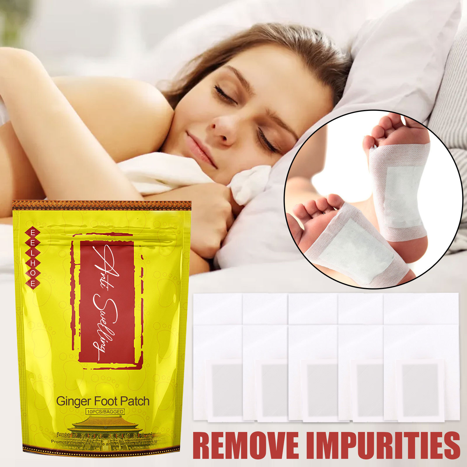 Eelhoe Herbal Foot Patch Gentle Care for the Body Ginger Plant Essence Herbal Foot Patch