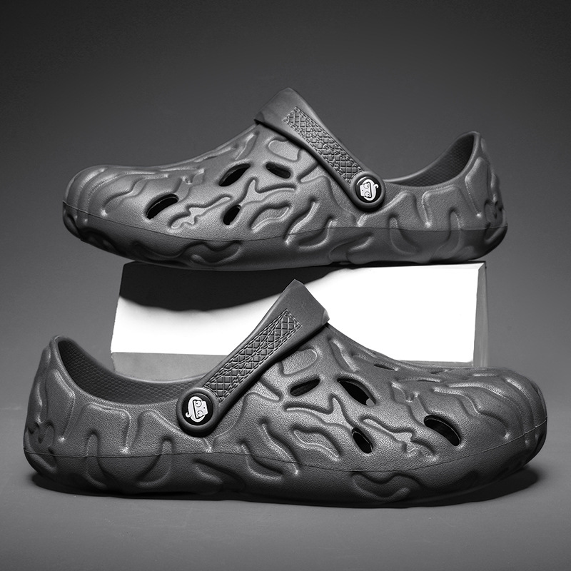 Transfronteriza más zapatillas de tamaño sandalias de verano para hombres zapatos de agujero de huellas dactilares al aire libre sandalias al aire libre casa media Zapatillas Zapatos de playa