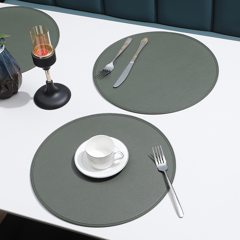 圆形皮革餐垫隔热垫家居双面使用餐桌垫酒店西餐垫餐具垫子可定详情3