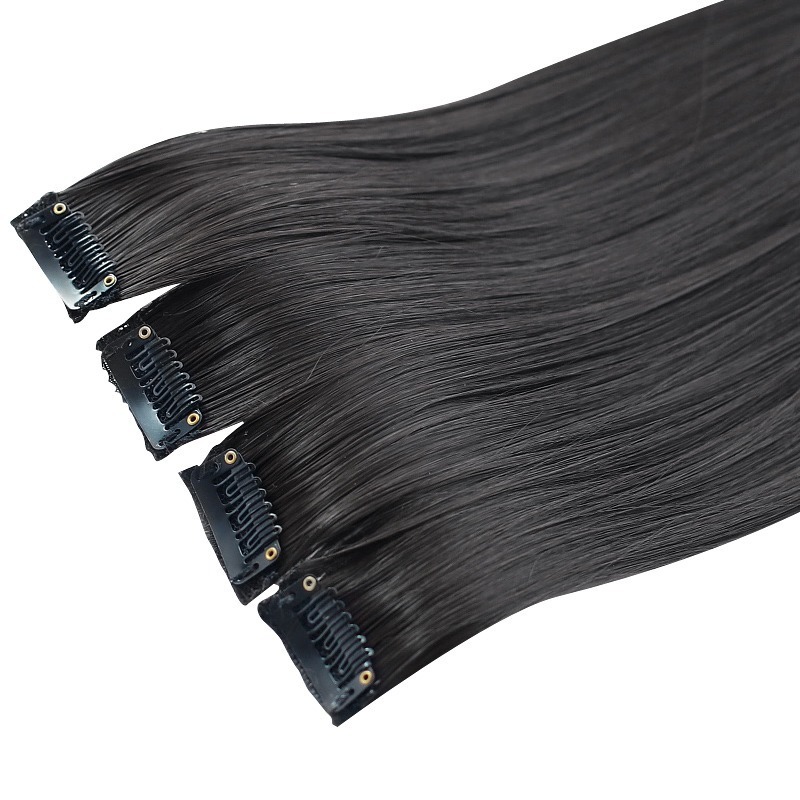 シングルカードウィッグ、ストレートヘアピース、ミドル分け前髪、ショートヘアエクステンション、髪量増加、女性用小型ピース、シングルクリップオン、軽くて薄いスタイル|undefined