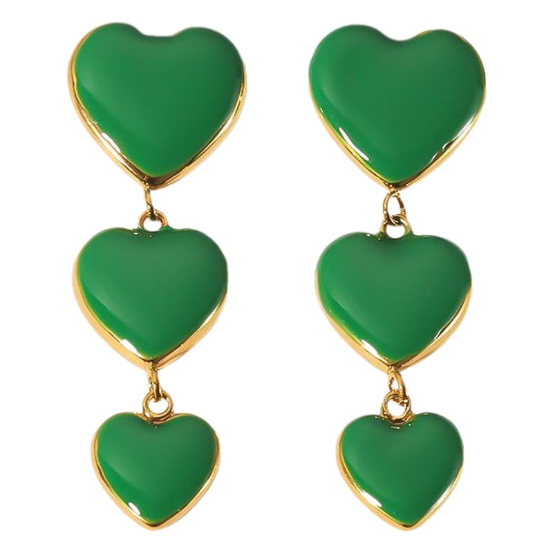 Francés retro nicho diseño amor gota aceite pendientes 18K oro Acero inoxidable personalizado moda de alto grado pendientes para las mujeres