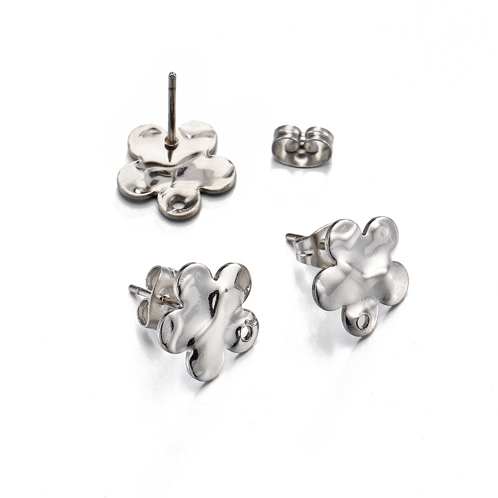 Plating Design 10 PCS/Package 12mm 304 Stainless Steel Flower Earring Findings DIY Ornament Accessories