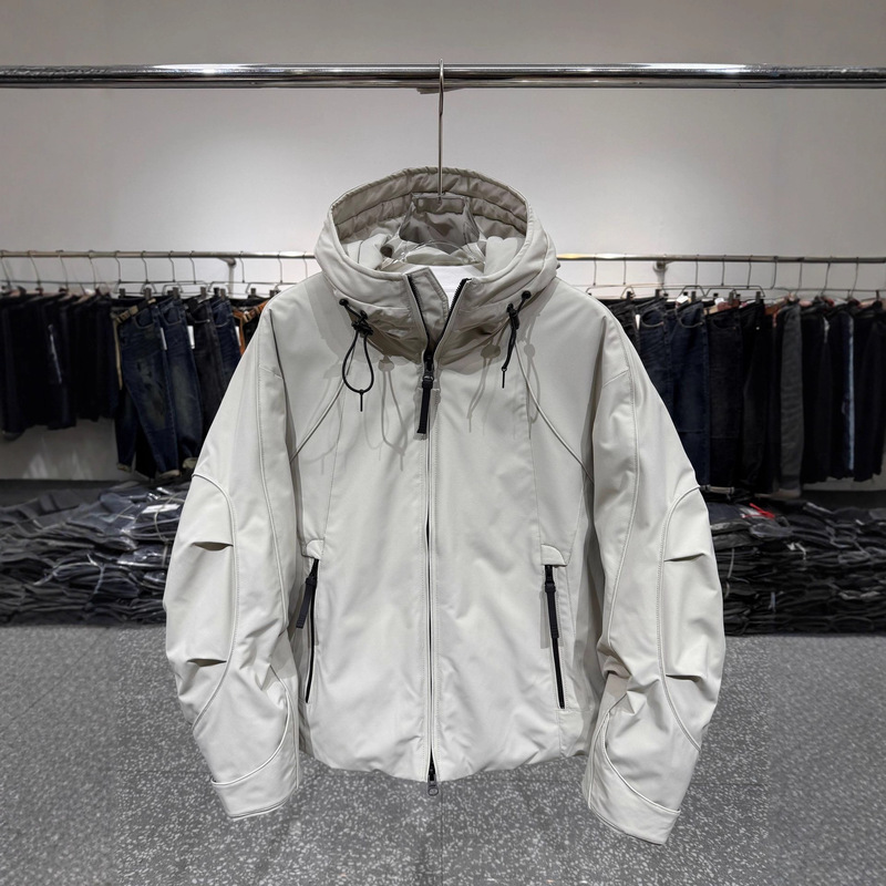 90% White Duck down Hooded Workwear down Jacket for Men, New Winter Trendy Brand, Loose Fit, Thickened, Warm, Outdoor Jacket