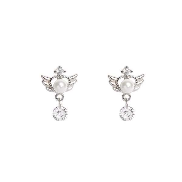 Angel wings, copper platinum earrings
