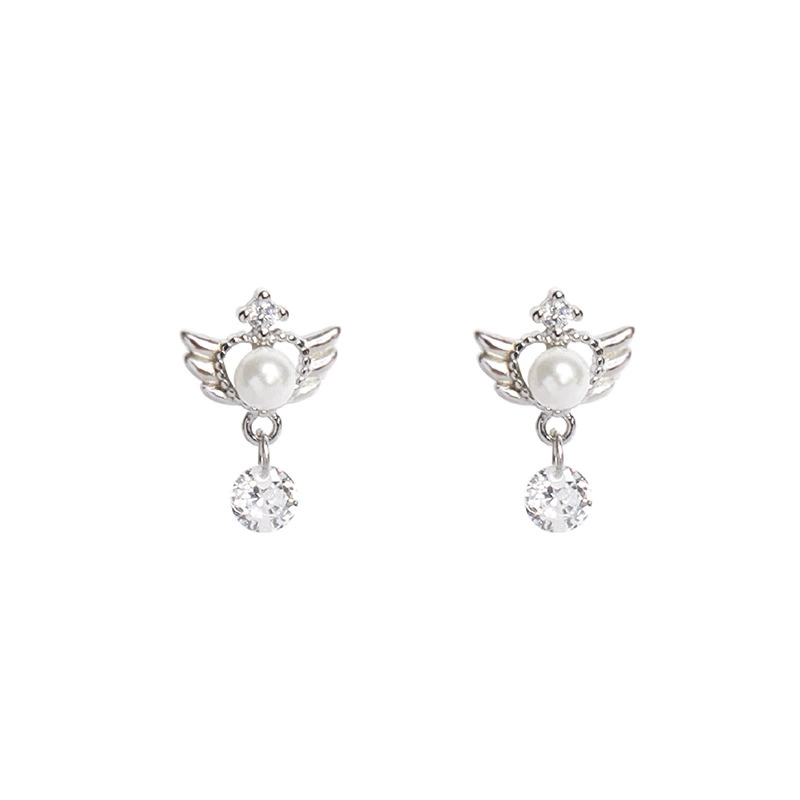 Earrings, magic base angel wings, light luxury style