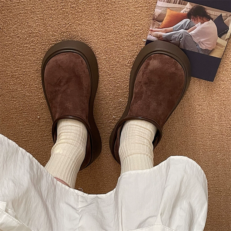 Ретро коричневый с круглой головкой, увеличенный толстый подошв, две оденькие туфли женская 2025 новая весна и осень с юбкой Французская Мэри Джейн