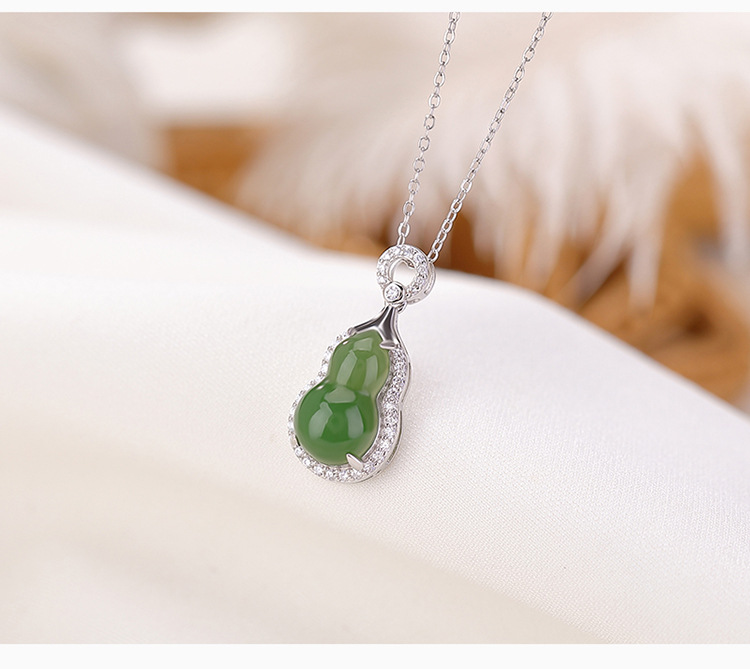 Mặt dây chuyền bạc S925 mạ vàng hình bầu Fulu phong cách cổ điển Trung Hoa — Mẫu vàng (không có dây chuyền) chi tiết 4