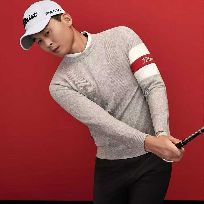 25 New Golf Men's Clothing Autumn Round Neck Pullover Knitted Long Sleeve Sports Casual All-Match Warm Top 25 New Golf Men's Clothing Autumn Round Neck Pullover Knitted Long Sleeve Sports Casual All-Match Warm Top