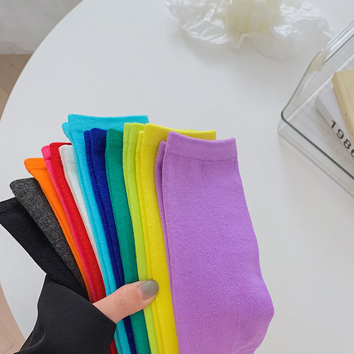 Spring Japanese Lolita JK college style mid-calf socks Korean style pile socks for female students