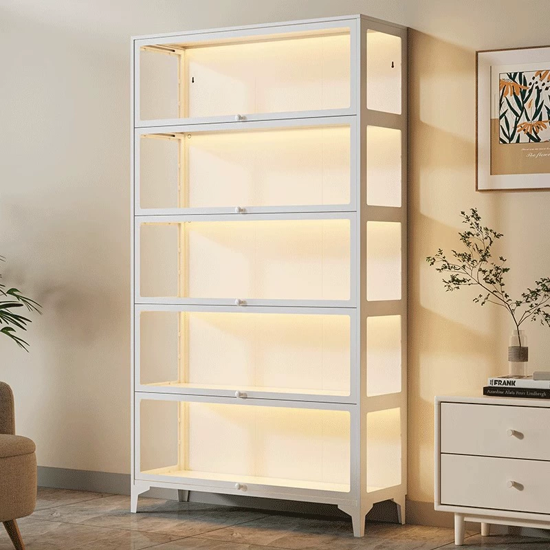 Стальной книжный шкаф, пылезащитный шкаф для хранения со стеклянной дверью, витрина ручной работы, напольный шкаф для гостиной, домашняя детская книжная полка