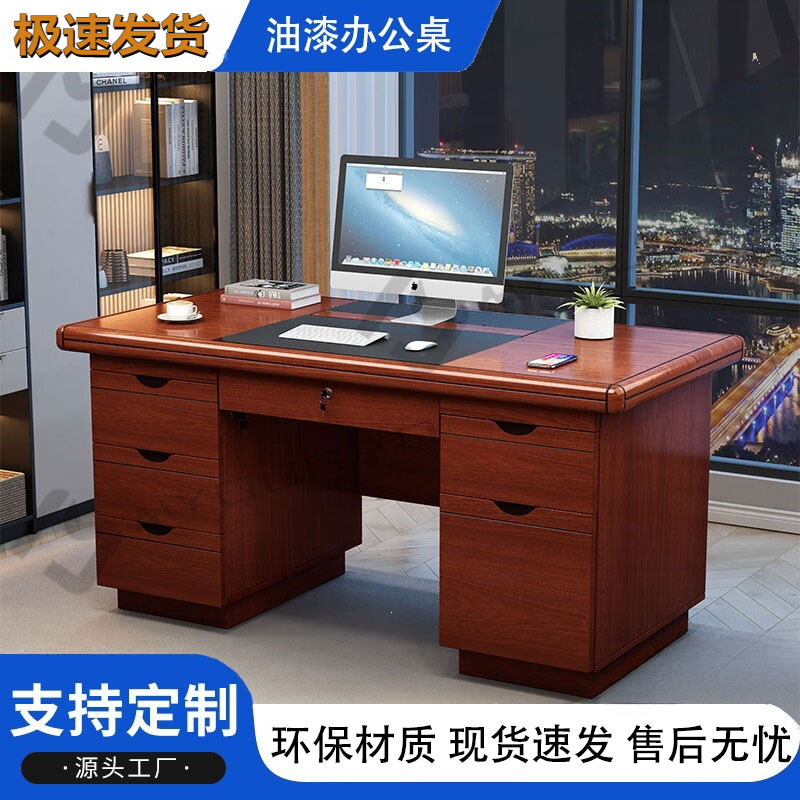 Wooden painted office desk with drawers, wooden desk, executive desk, writing desk, staff computer desk, financial office desk