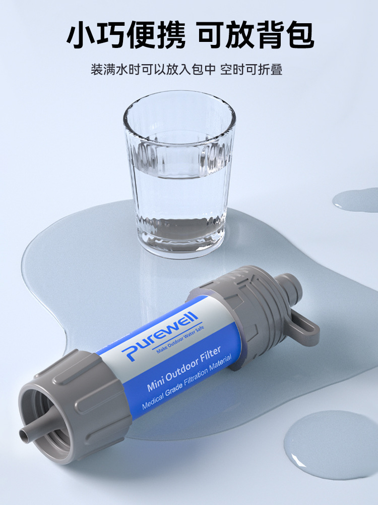 Filtro de agua por gravedad, sistema de filtración de agua de 0.01 micras, purificador de agua para senderismo, camping, emergencias, supervivencia, suministros de emergencia para exteriores.