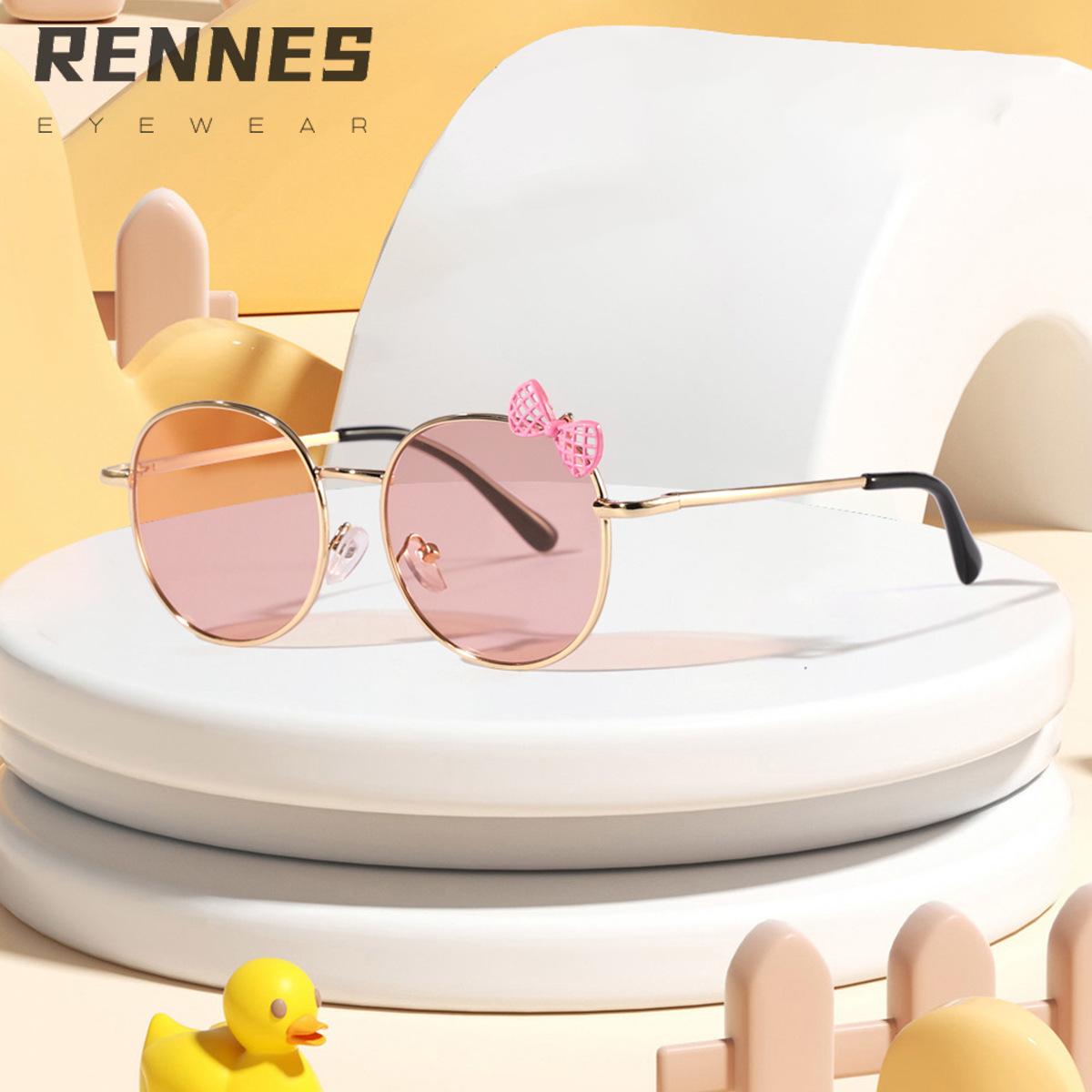 Nuevos accesorios de lazo de marco redondo de metal transfronterizo gafas de sol lindas gafas de sol de protección solar esenciales para la moda del bebé