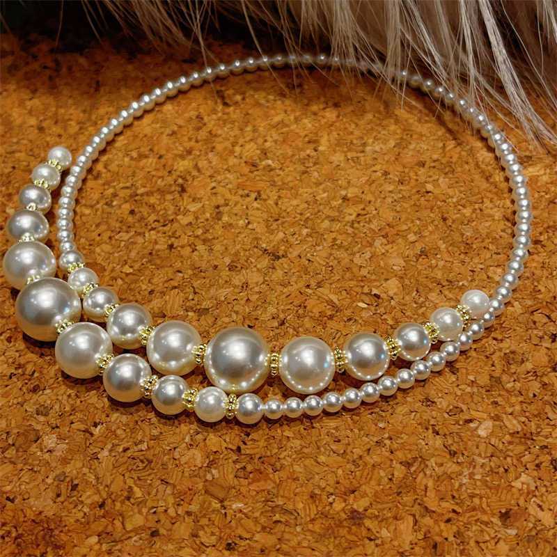 Girocollo a doppio filo con perle bianche stile retrò donna_voghion.com