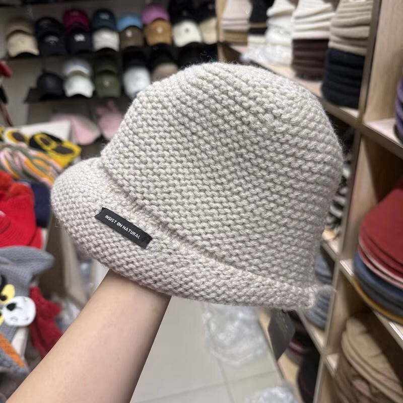 秋冬保暖百搭休闲显瘦毛线盆帽子女网红时尚小众不规则针织渔夫帽|undefined