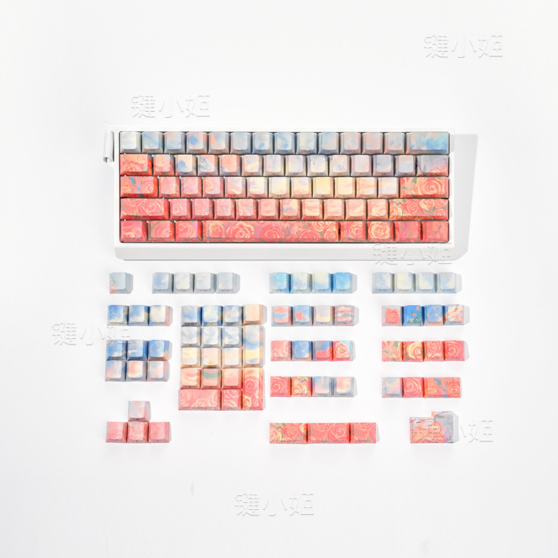 ローズコーストキーキャップ箱入りサイド刻印半透明オリジナルカスタムキーキャップ5面昇華ウーティング|undefined